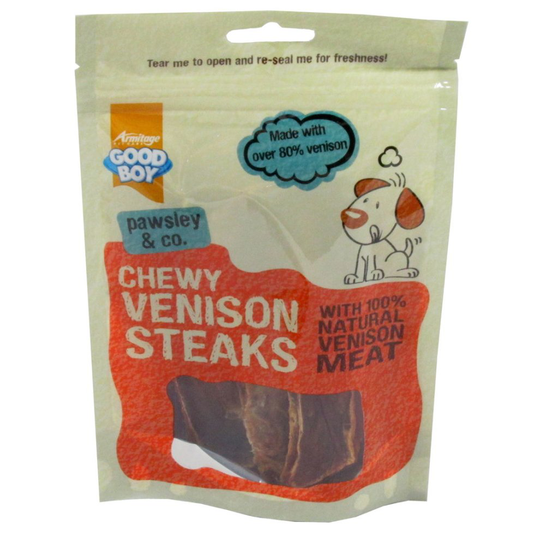 Good Boy Pawsley & Co Chewy Venison Steaks 80g (Pack of 12)