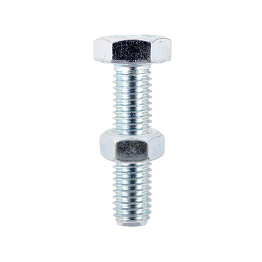 M8 x 50mm bzp Hex Bolt & Nut - Pack of 2
