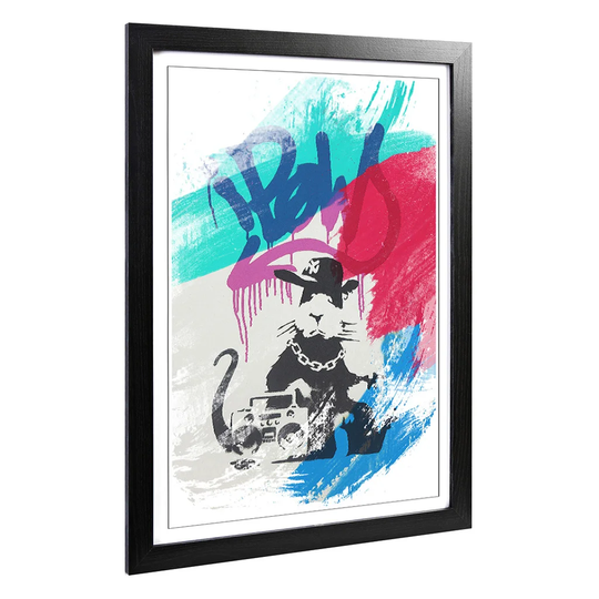 'Banksy Gangsta Rat Wall Graffiti Art' Framed Art Print