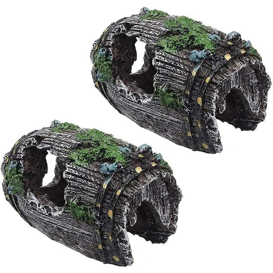 Briday - Aquarium Cave Decor, 2 Piece Aquarium Cave Decor Barrel, Broken Aquarium Resin Barrel, Aquarium Resin Ornament Barrel dour Small Fish and