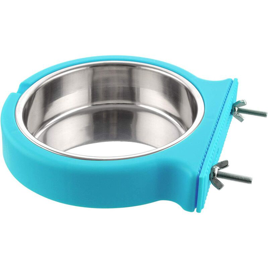 Dog Crate Removable Bowl Stainless Steel Hanging Bowl Pet Cage Small Water Bowl Feeder Food for Dogs Cats Rabbits Birdsgreen Pet Supplies(Blue)