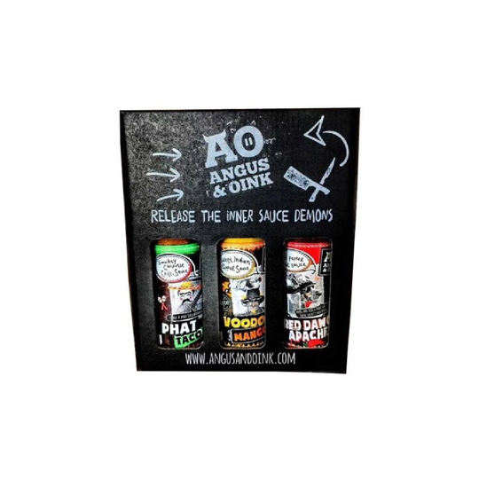 Angus & Oink Spicy Pepper Hot Sauce Gift Pack 3x Bottles 150ml Condiments
