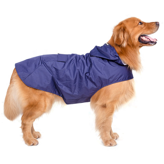 Hooded Dog Raincoat 100% Waterproof Ultra Light Breathable Dog Raincoat with Reflective Stripes for Medium to Large Dogs