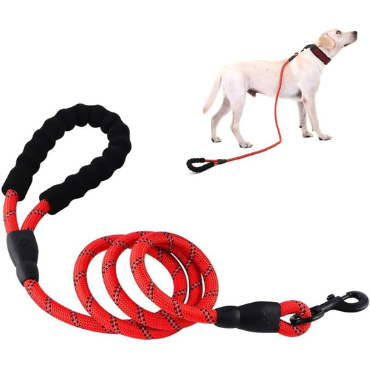 Hiasdfls - Black) Rope Dog Leash with Padded Handle and Reflective Threads, Durable 5ft Rope Leash in Small, Medium, Large, Any Dog