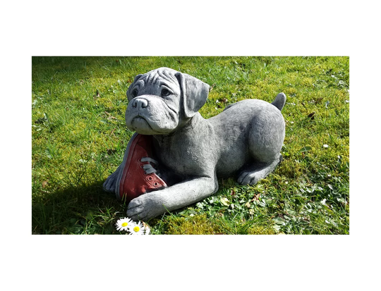 Lowery Boxer Puppy Stone Garden Statue