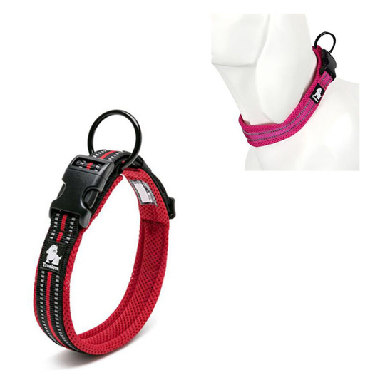 Dog Collar, Classic Collar with Soft Breathable Mesh Padded for Small Dogs -red,L - Thsinde
