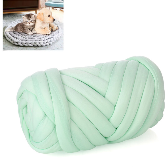 Superseller - Super Chunky Yarn Cotton Handmade Pet Bed Soft and Thick Arm Knitting diy Cat Dog Pet Bed Cave Nest Washable Cushion Rug Blanket, Green