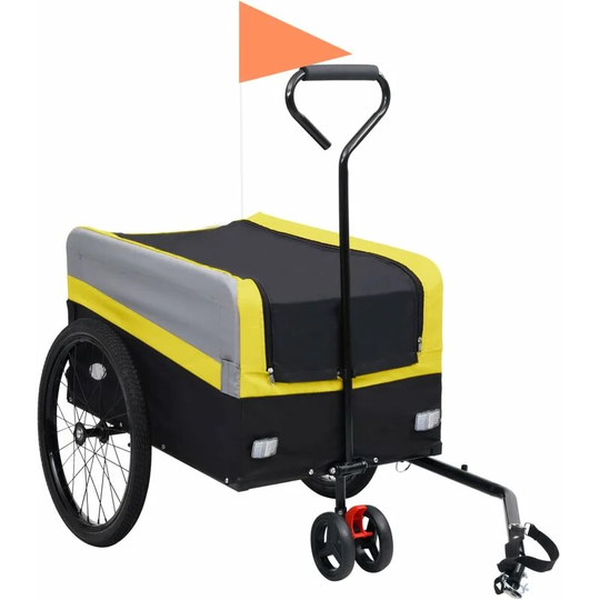 2-in-1 xxl Cargo Bike Trailer & Trolley Yellow Grey and Black Vidaxl Multicolour