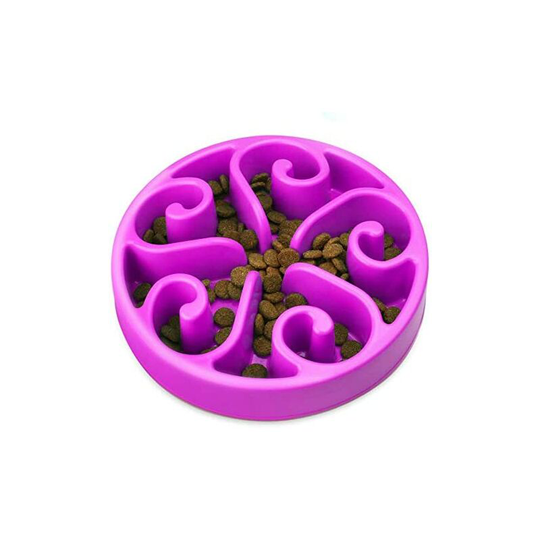 Anti Glutton Dog Bowl Slow Feeding Bowl with Non-Slip Base Promotes Healthy Eating and Slow Digestion,Purple
