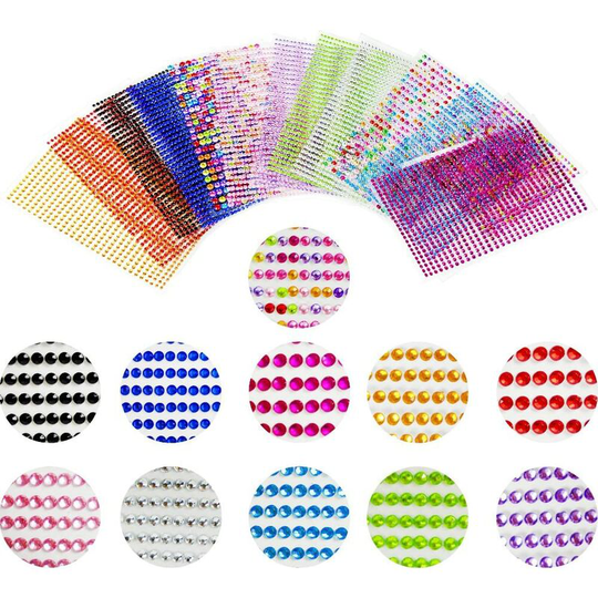 33 Pcs Adhesive Rhinestone Crystal Stickers Rhinestone Stickers 3mm 4mm 5mm Rhinestone Acrylic Stickers Stickers with Craft Album Handmade Nails Car
