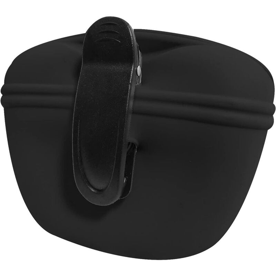 Aougo - Dog Treat Bag, Silicone Treat Bag for Dog Training, Portable Dog Food Bag with Magnetic Closure and Waist Clip (Black)