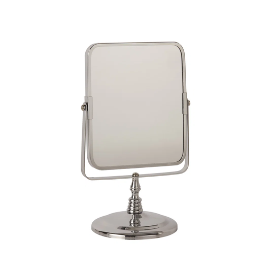Bryker Magnifying Metal Framed Freestanding Makeup Mirror in Silver