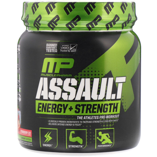 MusclePharm, Assault Energy + Strength, Pre-Workout, Strawberry Ice, 0.76 lbs (345 g)