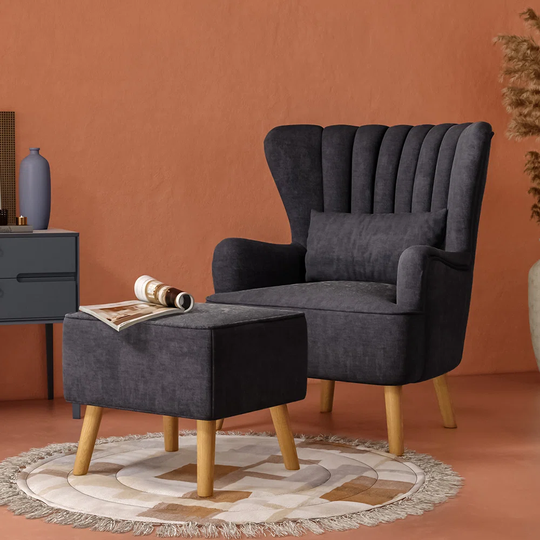 Adelbert Wingback Chair and Footstool