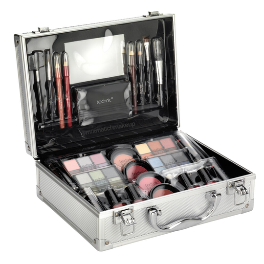 Technic Large Aluminium Beauty Train Case with Cosmetics