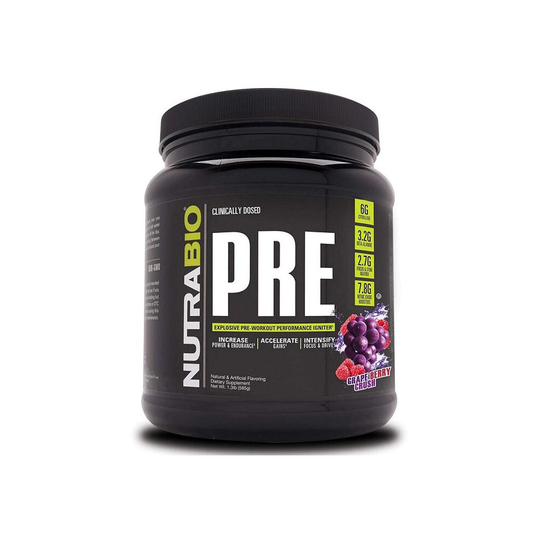 NutraBio PRE Workout 20 Servings Grape Berry Crush