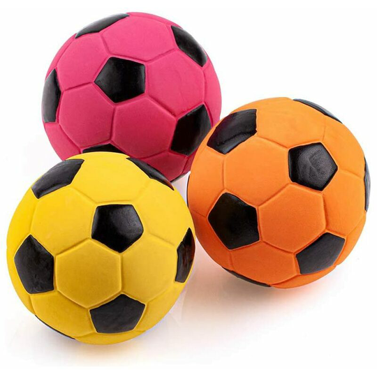 3PCS 7cm Dog Ball Toy Squeaker Football Chew Fetch Interactive Dog Game Medium Size Random Color