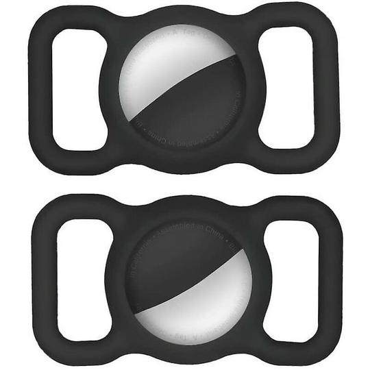 Airtag Dog Collar Holder (2 Pack) Compatible with Apple Airtag Cat Collar Holder, Pet Collar Air Tag Holder, gps Tracker Air Tag Case (Black ))