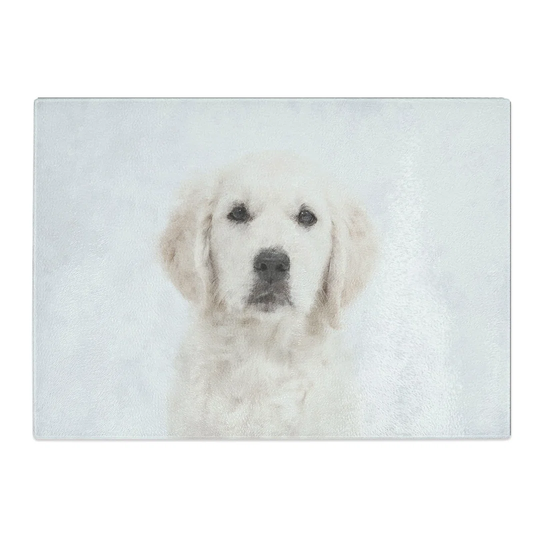 Tempered Glass Golden Retriever Puppy Chopping Board