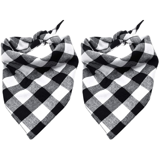 Pack Dog Bandanas - Black & White, s - Christmas Dog Classic Plaid Pet Bandana Scarf Triangle Bibs Headscarf Pet Costume Accessories For Small Medium