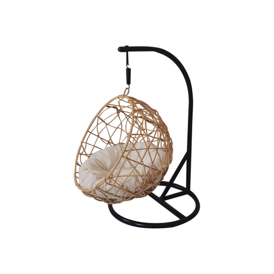 Pet Egg Chair Bed basket Soft Cushion cats calming chair wicker with Black metal frame G-0491
