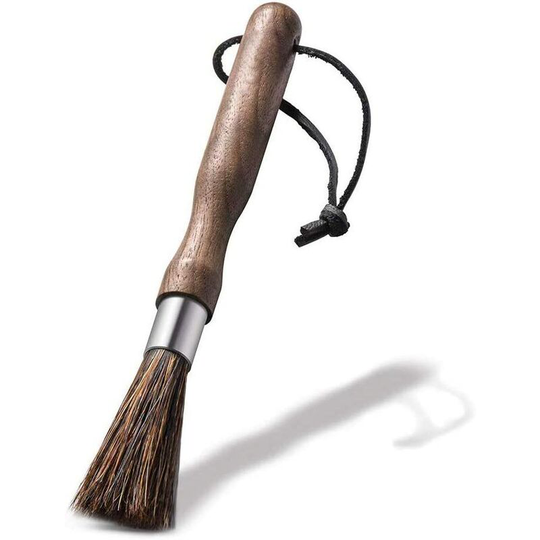 Muff - Coffee Grinder Cleaning Brush, Cleaning Brush Natural Boar Bristles Walnut Handle with Lanyard Vertical