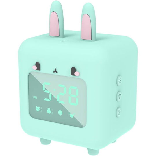 Perle Rare - Children's Alarm Clock Rabbit, led Digital Lamp Alarm Clock Night Light Girl Boys Day Night Child Adjustable Volume Snooze Alarm Clock,