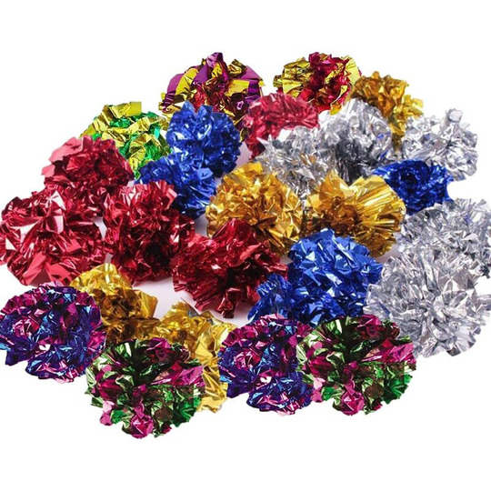 25 Pack Original Mylar Crinkle Balls Cat Toys(Random Color)
