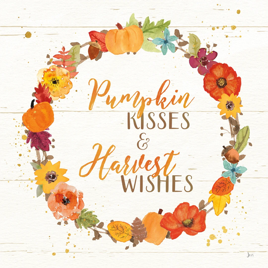 Harvest Wishes II on Wood by Jess Aiken - Wrapped Canvas Painting