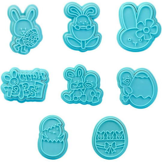 Easter Cookie Cutter, Set of 8 Cookie Cutters, Stainless Steel Easter Table Decoration, Easter Party Decoration for Children, Egg, Rabbit, Chicks
