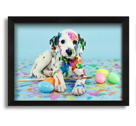 Dalmation Puppy Paint Party - Picture Frame Photograph on Canvas