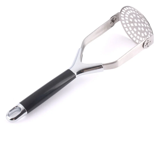 Potato Masher, Fruit and Vegetable Crusher with Comfortable Non-Slip Silicone Handle and Easy to Grip - Silver