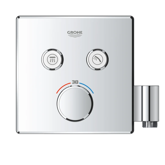 GROHE Grohtherm SmartControl thermostat for shower or bath, for concealed installation, with two valves valves and integrated shower union. Square sha
