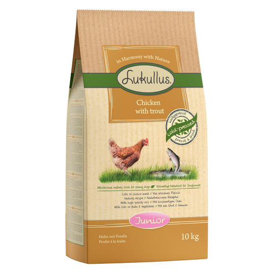 Lukullus Junior Cold-Pressed Chicken with Trout - Economy Pack: 2 x 10kg