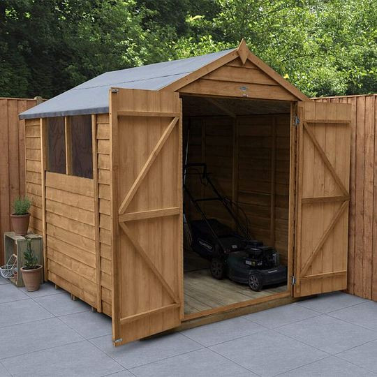 Apex Overlap Dip Treated 8x6 Double Door Wooden Garden Shed - Forest