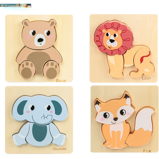 Ilovemilan - Wooden Puzzles for Toddlers 1 2 3 Year Old Animals Shape Puzzle Toys for Travel Airplane Gift for Kids Montessori Early Development