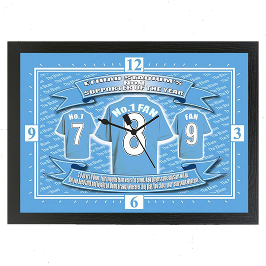 Manchester City Football Shirt Framed Wall Clock Gift