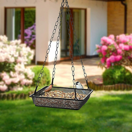 Metal Hanging Bird Feeder Tray Garden Outdoor Wild Bird Feeding Table