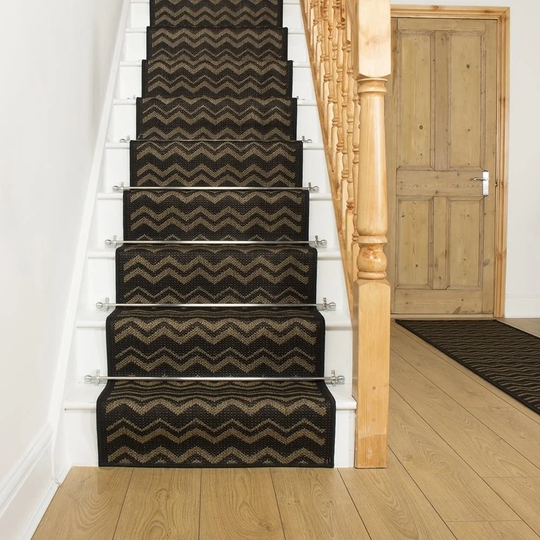 Abramson Flatweave Black Stair Runner