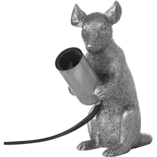 Hill Interiors Milton The Mouse Table Lamp (UK Plug) (16cm x 10cm x 14cm) (Silver) - Silver