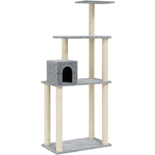 Cat Tree with Sisal Scratching Posts Light Grey 147 cm Vidaxl Grey