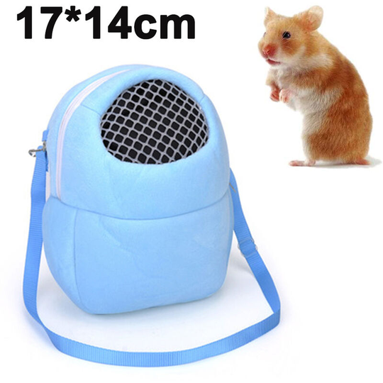 Carrying bag for pets, hamsters, portable, breathable, with shoulder strap for small pets, hedgehogs, sugar, squirrels, rabbits, s, blue