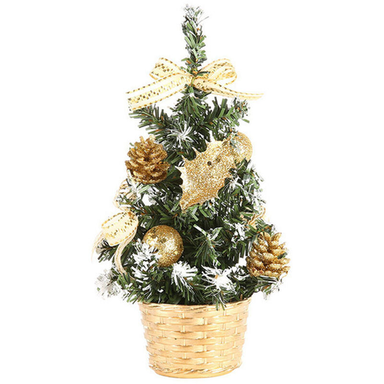 Mini Tabletop Christmas Tree Home Christmas Small Desktop Decoration Party Ornament Family Christmas Gift,Gold,20cm - Gold,20cm