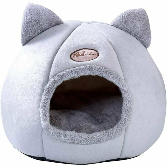 Cat Nest Cat House, Pet Cave, Non-Slip Animal Heat, Mobile Soft Bed, Foldable Mattress, Pet Cushion (36 x 36 x 36 cm, Gray)