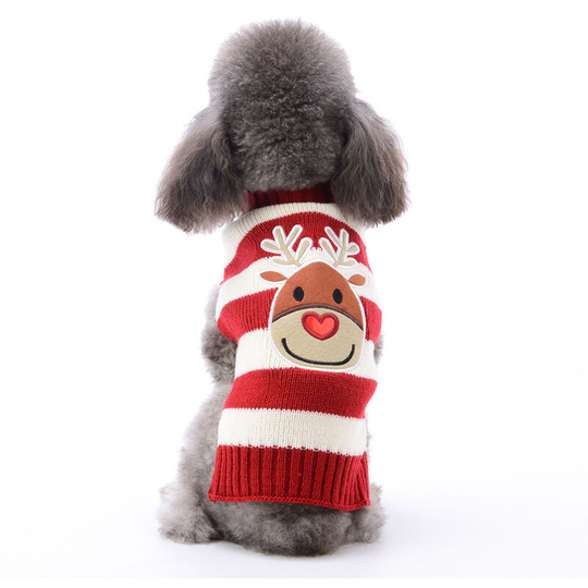 Cute Reindeer Pet Dog Christmas Knitted Sweater Puppy Cat Winter Sweatshirt Warm Clothes Hoodies Christmas Pet Clothes (1 Pack, XXL)