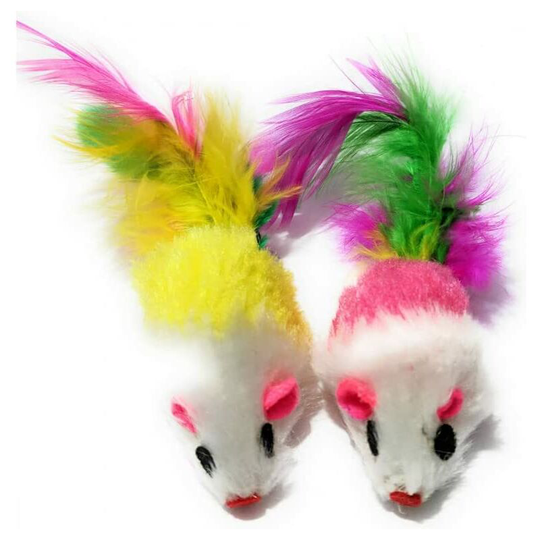 Cat Mice with Feathers, Rigid and Soft Mice, Total length about 10cm (including the length of the tail)