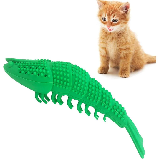 Cat Toothbrush Catnip Toy,Interactive Rubber Dental Care for Pet Kitten Kitty,Crayfish-Shaped Safe Chewing Toy Tooth Cleaning Durable Cat Toy