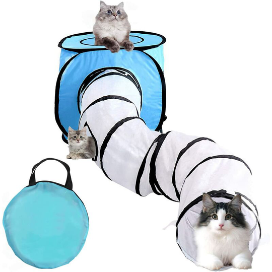 Collapsible Cat Tunnel Cat Tent and Cat Tube with Storage Bag for Kitten Cat Puppy Rabbit