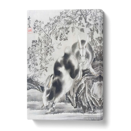 'Rabbits Hunting' by Kawanabe Kyosai - Wrapped Canvas Painting Print