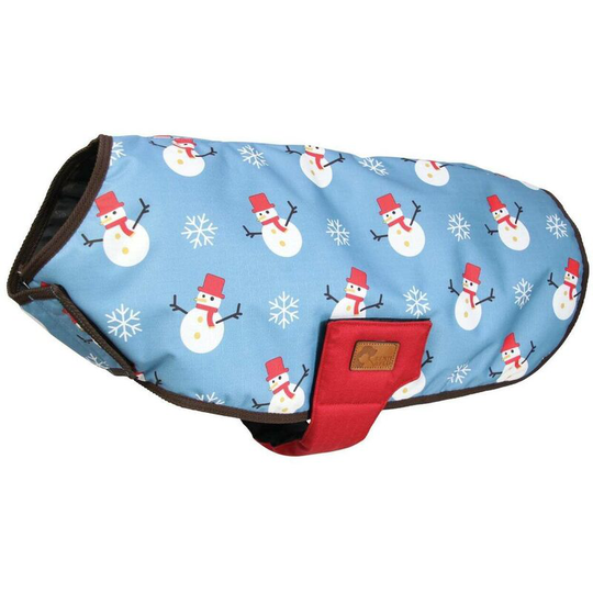 Snowman Dog Coat (3XS) (Ice Blue/Berry Red) - Ice Blue/Berry Red - Benji&flo